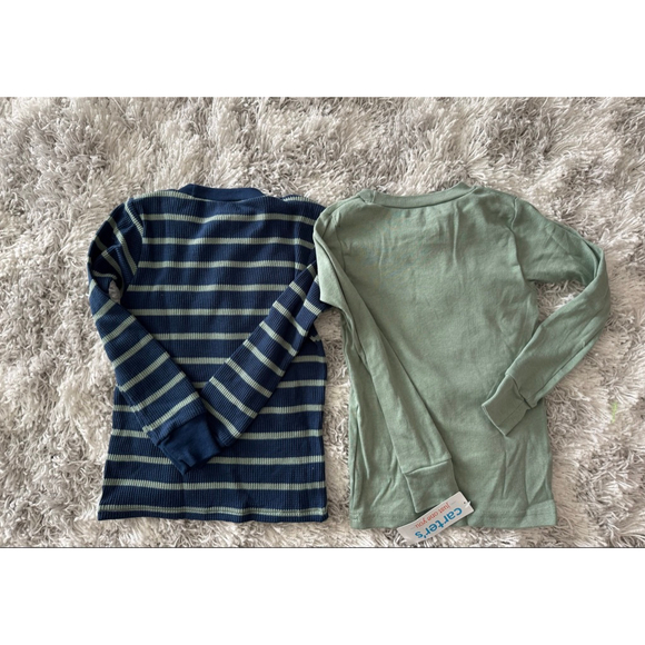 Carters Just For You Pajama Top Set Size 4T Blue Green NWT Puppy Stripes - Picture 3 of 6